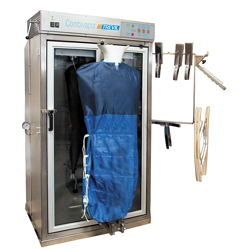 Cabina de calcat cu manechin rotativ pentru jachete si pantaloni.