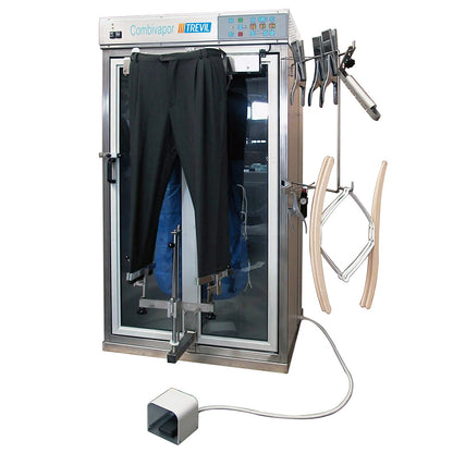 Cabina de calcat cu manechin rotativ pentru jachete si pantaloni.